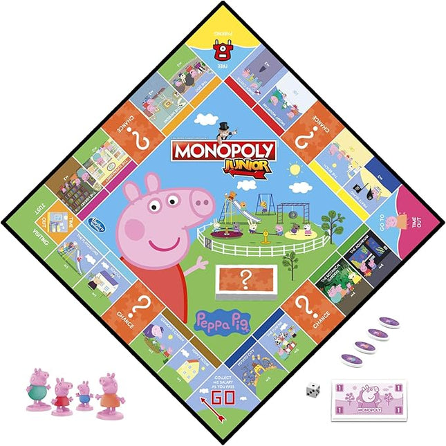 Hasbro Gaming Monopoly Junior: Peppa Pig Edition Board Game for 2-4 Players, Indoor Games for Kids, Peppa Pig Toys and Games, Ages 5+ (Amazon Exclusive)