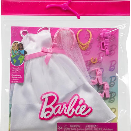 Barbie Clothes, Bridal Fashion Pack for Barbie Doll on Wedding Day, 1 Outfit with Accessories for a Complete Look