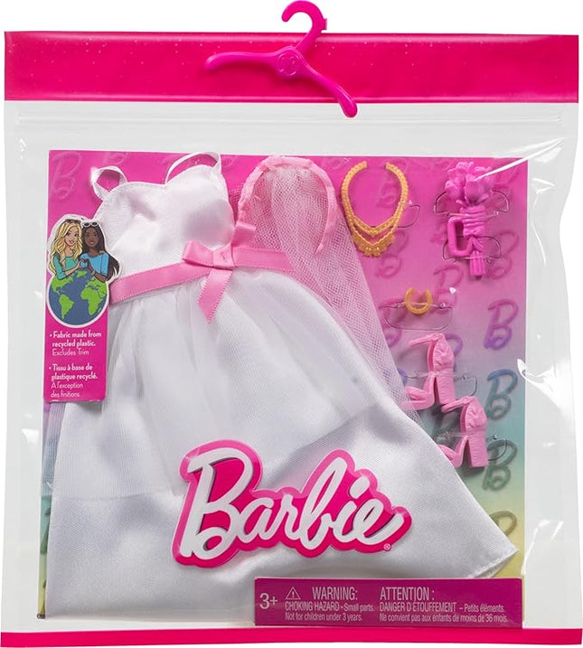Barbie Clothes, Bridal Fashion Pack for Barbie Doll on Wedding Day, 1 Outfit with Accessories for a Complete Look