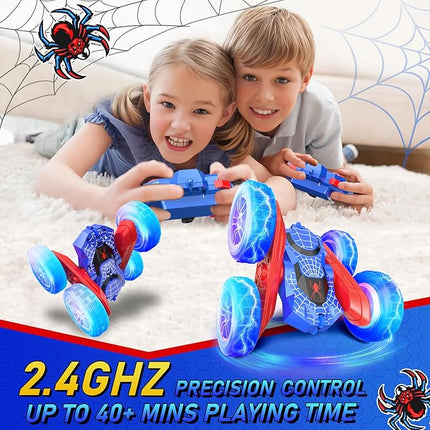 NQD Spider Remote Control Car- Double Sided 360°Rotate RC Stunt Car with Wheel Lights, 4WD Off-Road RC Cars 2.4Ghz Indoor/Outdoor Rechargeable Toy Car for Boys Age 4-7 8-12 Birthday Xmas Gift