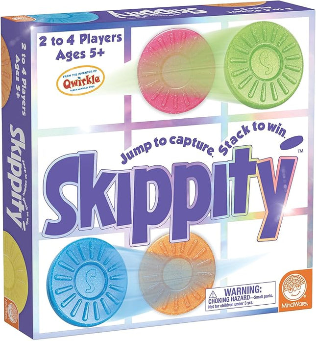 MindWare Skippity – Jump-and-Capture Board Game for 2 to 4 Players – Twist on Checkers – 100pc – Fun for Kids & Adults, Ages 5+