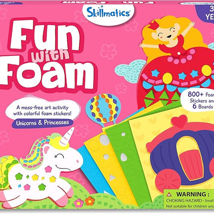 Skillmatics Foam Sticker Art Activity - Unicorns & Princesses, Mess-Free Fun for Kids, 800+ 3D Foam Stickers, DIY Felt Craft Kits, Gifts for Girls & Boys Ages 3, 4, 5, 6, 7