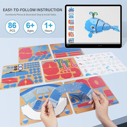 3D Puzzles for Kids Ages 8-13 – Eco-Friendly DIY Educational Toy for Boys and Girls,Creative Brain-Teaser Puzzles,Whale Rompecabezas 3D,Ideal Birthday
