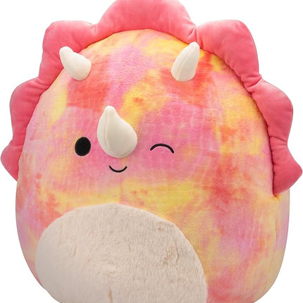 Squishmallows Original 16in Trinity The Winking Pink Tie-Dye Triceratops – Official Jazwares Plush (Large)