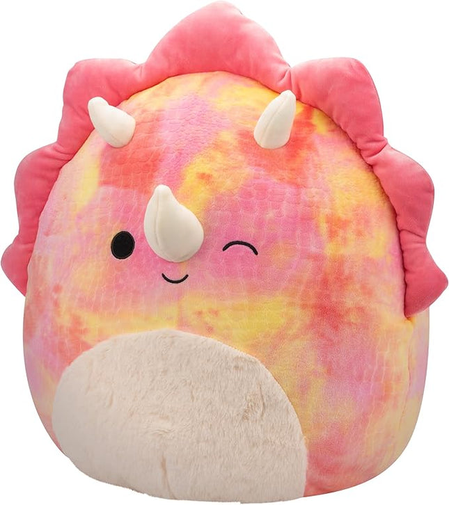 Squishmallows Original 16in Trinity The Winking Pink Tie-Dye Triceratops – Official Jazwares Plush (Large)