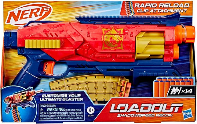 Nerf Loadout Shadowspeed Recon Blaster, 14-Dart Storage Attachment Accessory, 6-Dart Revolving Cylinder, 14 Nerf N1 Darts, Kids Toys & Gifts, Ages 8+