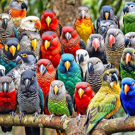 Lucky Puzzles 'Feathered Friends Fiesta' | 500 Piece Jigsaw Puzzle for Adults | Unique Bird Artwork | Best Challenging Puzzles for Cognitive Workout | 18 x 24 Inches | Fun Puzzle for Families