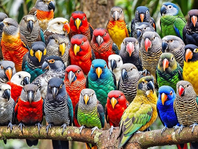 Lucky Puzzles 'Feathered Friends Fiesta' | 500 Piece Jigsaw Puzzle for Adults | Unique Bird Artwork | Best Challenging Puzzles for Cognitive Workout | 18 x 24 Inches | Fun Puzzle for Families
