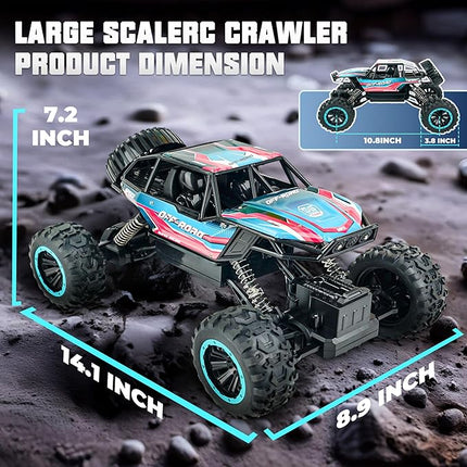 BEZGAR Monster Truck Toys - 1:12 Remote Control Monster Truck with Light, RC Crawler for Adults, Scale RC Truck with 45° Climbing, Remote Control Car for Boys Pink