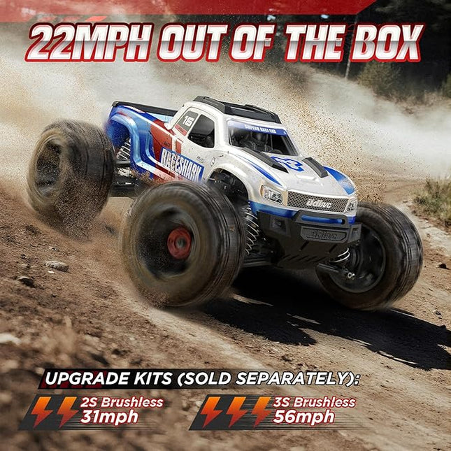 UDIRC Fast All-Terrain RC Cars, Upgradable 56 MPH, Heavy-Duty 4WD Off-Road 1:16 RC Truck, 2.4Ghz RTR Remote Control Monster Truck with with 2 Rechargeable Batteries for for Adults and Kids