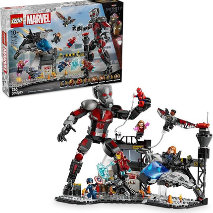 LEGO Marvel Captain America Civil War Action Battle Building Toy Set - Marvel Superhero Toy for Kids, Boys and Girls, Ages 10+ - with 8 Minifigures and Giant Ant Man - Gift Idea for Birthday - 76314