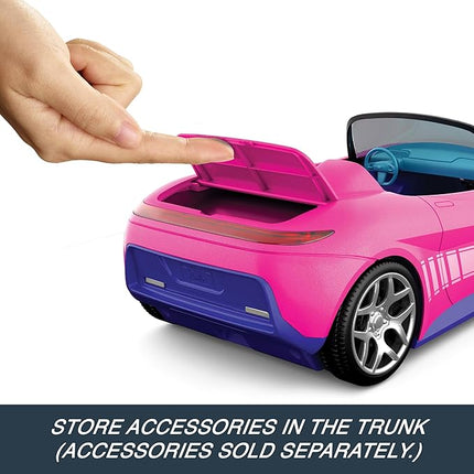 Hot Wheels Barbie RC Toy Car, Remote-Control Pink Convertible, Can Hold 2 Barbie Fashion Dolls & Trunk Opens for Storage, Sticker Sheet for Customizing