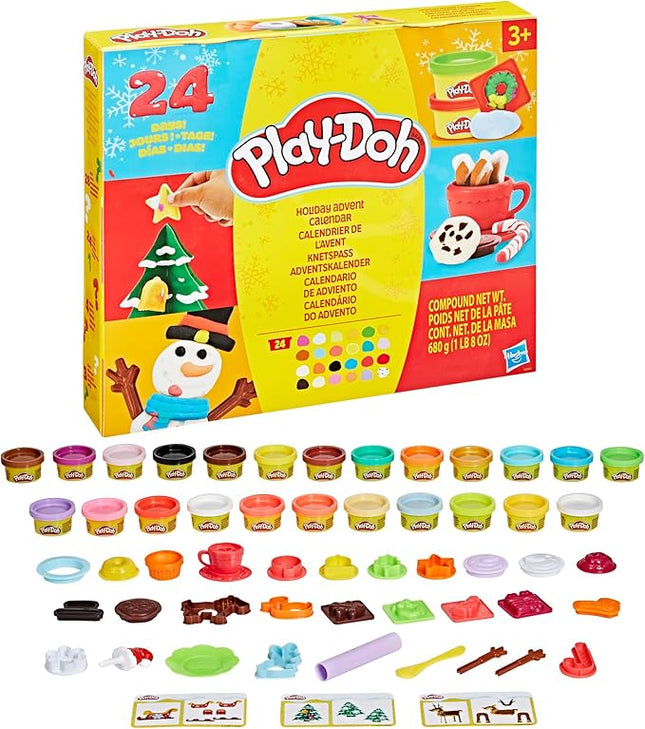 Play-Doh Holiday Advent Calendar for Kids 3 and Up, 24 Day Countdown, Multiple Surprise Gifts Behind Each Door, Arts & Crafts