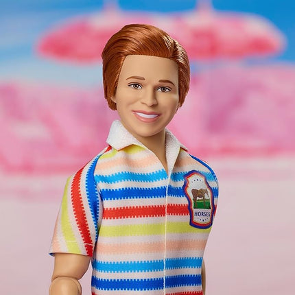 Barbie The Movie Allan Collectible Doll, Michael Cera as Allan with 2 Removable Movie Fashions, Pink Jumpsuit Outfit & Blue Striped Beach Set with Sunglasses
