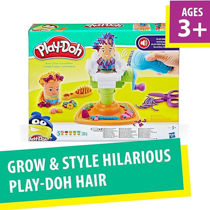 Play-Doh Buzz 'n Cut Fuzzy Pumper Barber Shop Set, Electric Buzzer, 5 Colors of 2-Ounce Cans, Preschool Toys, Christmas Gifts Girls & Boys, Ages 3+ (Amazon Exclusive)