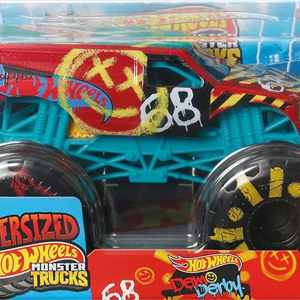 Hot Wheels Monster Trucks, Oversized Monster Truck, 1:24 Scale Die-Cast Toy Truck with Giant Wheels and Cool Designs