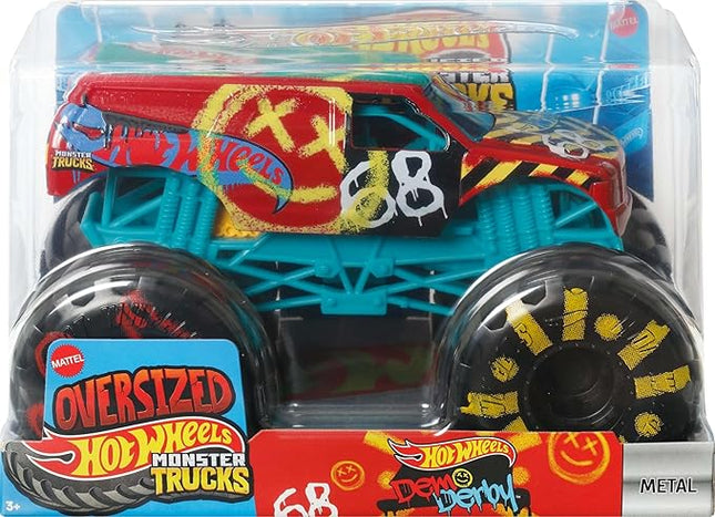 Hot Wheels Monster Trucks, Oversized Monster Truck, 1:24 Scale Die-Cast Toy Truck with Giant Wheels and Cool Designs