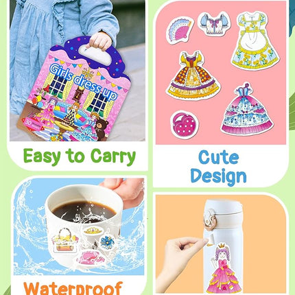 Benresive Reusable Sticker Book for Toddlers 2-4 Years, Fun Travel Stickers for Kids, Waterproof Sticker Books for Toddlers 1-3, Crafts Activities for Todddlers 1-3 2-4 3-5 - Dress Up