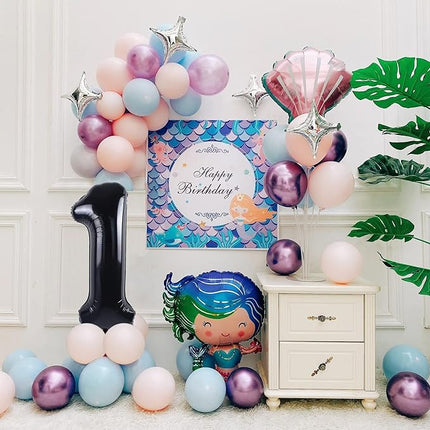 Smlpuame 40 inch Number Balloon 0-9 Black Large Number 1 Balloons,Digital Balloons for Birthday Party Celebration Decorations Supplies, Helium Foil Number Balloons for Wedding Anniversary