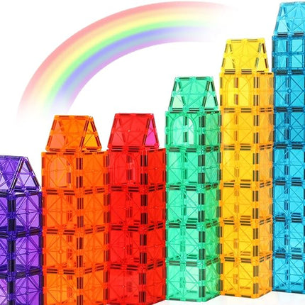 Gemmicc Magnetic Tiles, Magnet Toys Building Blocks for Kids, STEM Approved Educational Toys,Magnet Puzzles Stacking Blocks for Boys Girls,72 PCS Advanced Set