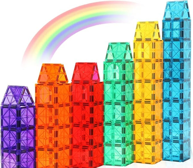 Gemmicc Magnetic Tiles, Magnet Toys Building Blocks for Kids, STEM Approved Educational Toys,Magnet Puzzles Stacking Blocks for Boys Girls,72 PCS Advanced Set