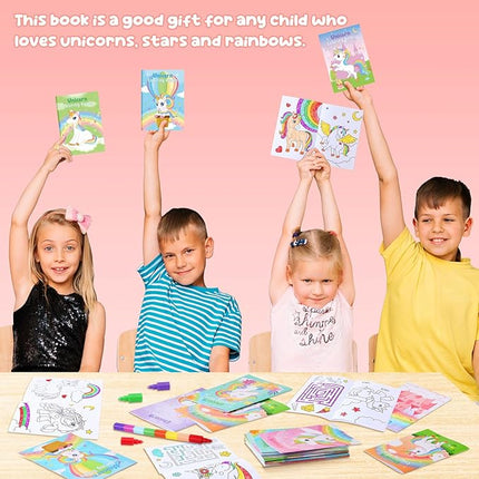 BenLouis 24 Pcs Unicorn Mini Coloring Books Kids Rainbow Party Favors Small Activity Books Bulk for Kids Unicorn Birthday Goodie Bags Stuffers Return Gifts Classroom Travel