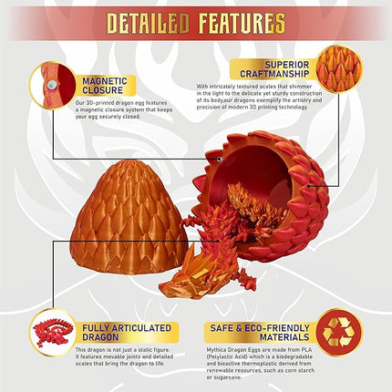 3D Printed Dragon Egg Fidget Toy for ADHD, Autism, Anxiety & Stress Relief (Red)