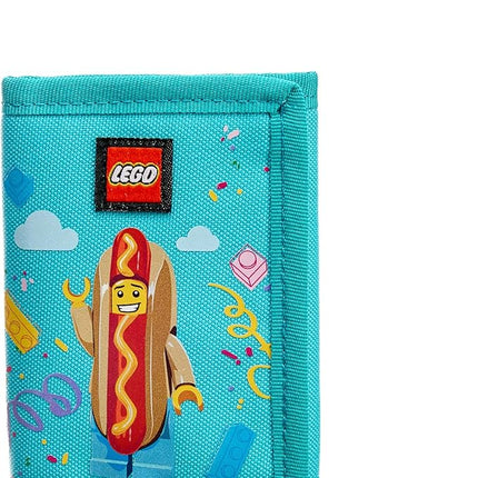 LEGO Trifold Wallet, Kids Unisex Wallet for Boys and Girls, with Clear ID Window, Card and Cash Pockets and Secure Hook and Loop Closure, Hotdog Guy