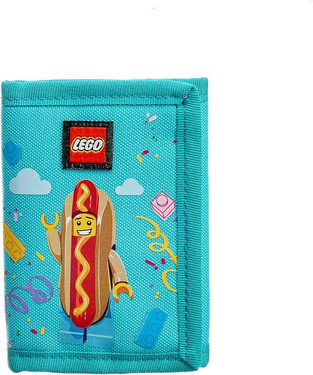 LEGO Trifold Wallet, Kids Unisex Wallet for Boys and Girls, with Clear ID Window, Card and Cash Pockets and Secure Hook and Loop Closure, Hotdog Guy