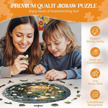 Wooden Puzzles for Adults, Wooden Jigsaw Puzzles for Adults Kids, 3D Cave Forest Unique Shaped Wood Puzzles Adult, Creative Birthday Gifts for Friends Family Game (11.4 * 11.4in 200pcs)