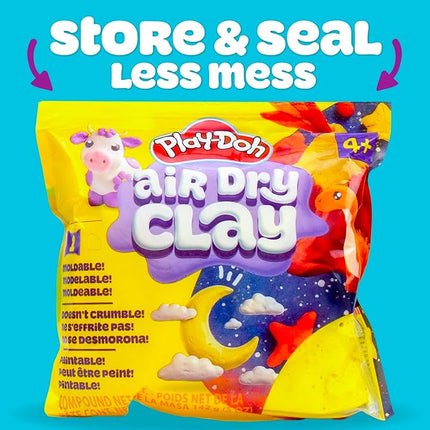 Play-Doh Air Dry Clay, 5 oz. Yellow Clay Bag, Art Supplies, Craft Supplies, Clay Tools & Kit, Modeling Clay for Kids, Air Dry Clay Kit, Arts & Crafts for Adults and Kids