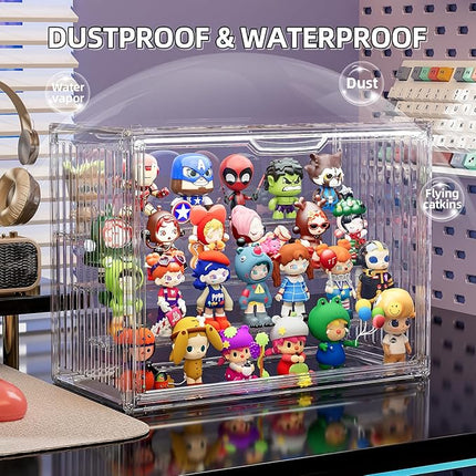 Clear Acrylic Display Case for Collectibles 4 Layer Hobby Figure Display Case Box with Shelves Stackable Figurine Display Shelf for Funko Pop, Pop Mart, Labubu, Model, 2 Pack