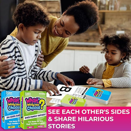 QUOKKA Board Game for 8-12 Year Olds - 4 Set - Family Card Game for Kids Ages 6-8 - What Would You Choose - Do Family Rather? - Pick Your Answer - Get to Know Your Families