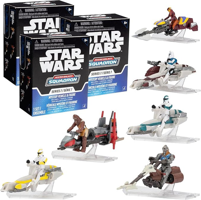 Star Wars Micro Galaxy Squadron Series 7 (3 Pack) Mystery Blind Box - Get Three 2.5" Vehicle or 1" Mini Figure - Officially Licensed - Authentic Collectible Toy Gift for Boys, Girls, Kids, Teens - 8+