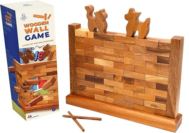 BSIRI Wooden Brick Wall Balancing Game with Characters Family for Kids and Adults Classic Brick Games Tabletop Toy Party Skill Activity for Home Classroom Play