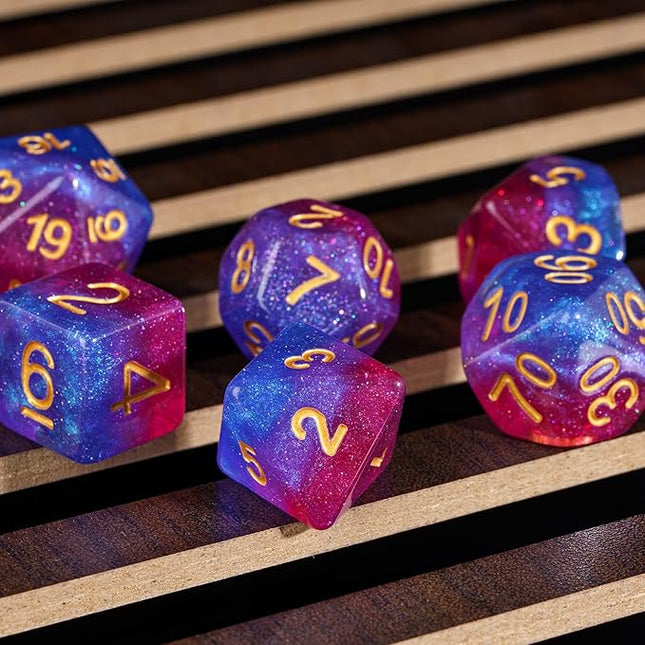HDdais 7PCS DND Dice Bisexual-Pride Polyhedral Dice Set D&D Homosexual Flag for RPG and Other Tabletop Games