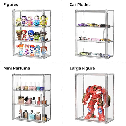 Clear Acrylic Display Case for Figures Collectibles 2 Pack Wall Mounted Hobby Figurine Display Case with Shelves, Display Shelf Storage Box for Action Figures, Car Model, Funko Pop