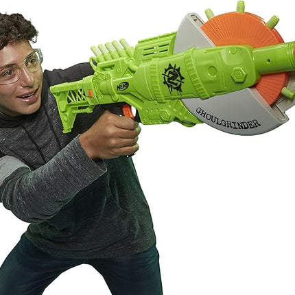 Nerf Zombie Strike Ghoulgrinder Blaster - Rotating 10-Dart Wheel, 10 Official Zombie Strike Elite Darts - for Kids, Teens, Adults
