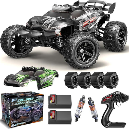 1:14 Scale All Terrain RC Cars for Adults & Boys (HS14323), Max Fast 40+ KPH, 4WD Off-Road RC Truck for Snow & Sand & Mud, 4X4 Waterproof Remote Control Car with 2 Rechargeable Batteries