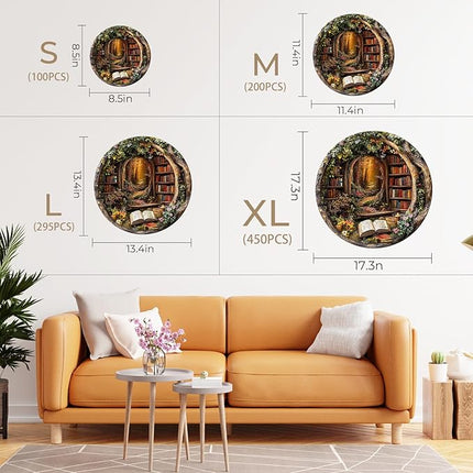 KAAYEE Wooden Puzzles for Adults, 3D Visual Effect Tree House Library Wooden Jigsaw Puzzle Unique Shape Wood Puzzle Adult, 3D Effect Flat Puzzle Birthday Family Games (M-11.4 * 11.4 in-200pcs)