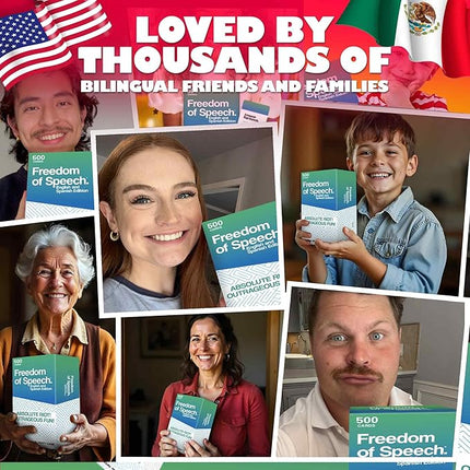 QUOKKA Juegos de Mesa en Español para la Familia – 500 Bilingual Spanish & English Card – Fun Party Game for Adults and Kids – Ideal for Game Nights, Dinner Parties, Party Games for Large Groups