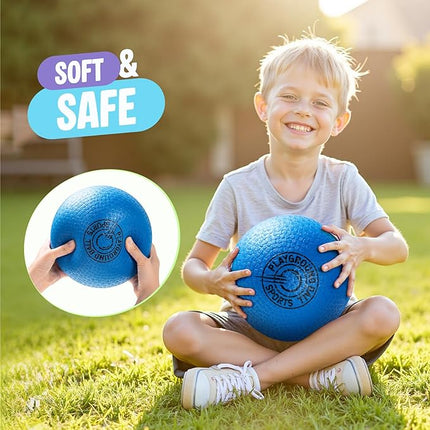 EVERICH TOY Playground Balls Kickball, 6 or 12 Pack 8.5" Soft Dodgeballs Bouncy Rubber Kick Balls for Kids Adults Outdoor Indoor, 4 Square Ball School Yard Games for Boys Girls 3-5 5-8 8-12 with Pump