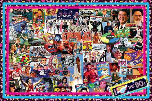 The Crazy 80's! Retro Puzzle for Adults and Kids | 1000 Piece Jigsaw Puzzle Toy | Interactive Brain Teaser for Family Game Night | 28 x 20 Inches