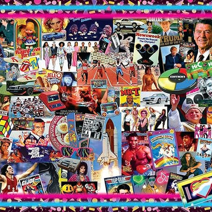 The Crazy 80's! Retro Puzzle for Adults and Kids | 1000 Piece Jigsaw Puzzle Toy | Interactive Brain Teaser for Family Game Night | 28 x 20 Inches