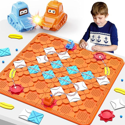 STEM Logic Road Builder Toys: Board Games Toys for 5 Year Old Kids Montessori Brain Teaser Puzzles Educational Learning Activities Toy for Kid Ages 3 4 6-8 12 Boys Girls Gifts (Orange, 50PCS)