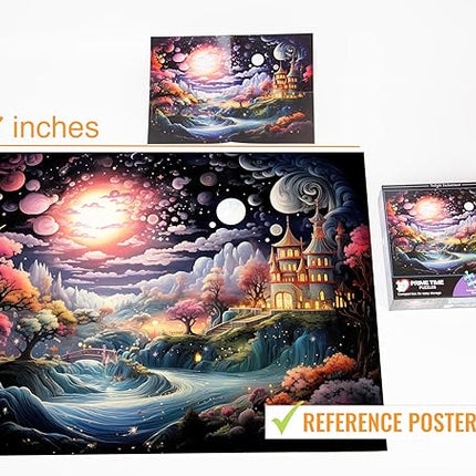 1000 Piece Jigsaw Puzzle for Adults - Colorful Magic River Mansion - Challenging Puzzle Perfect for Game Nights - Unique Wall Art - 20x27 inches (Twilight Enchantment)