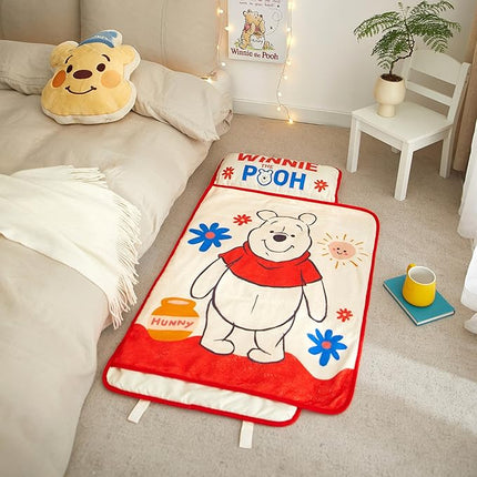 Super Soft Plush Toddler Quilted Nap Mat with Built in Blanket and Pillow