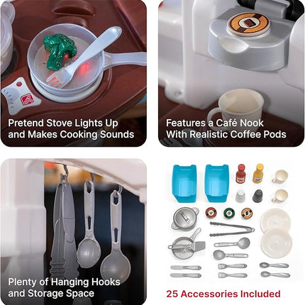 Step2 Fun with Friends Kids Kitchen Playset, Indoor/Outdoor Kitchenette, Interactive Play with Lights and Sounds, Durable Plastic, Includes 25 Piece Toy Accessories, Toddlers 2+ Years Old, Pink