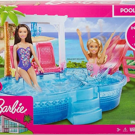 Barbie Glam Pool and Slide with Chairs, Chandelier and Smoothies