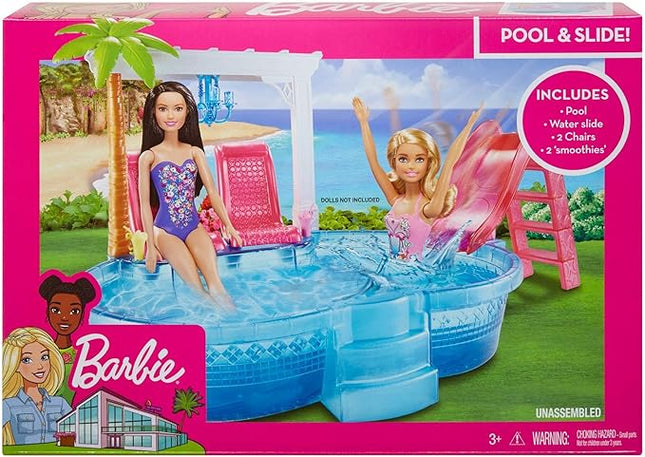 Barbie Glam Pool and Slide with Chairs, Chandelier and Smoothies